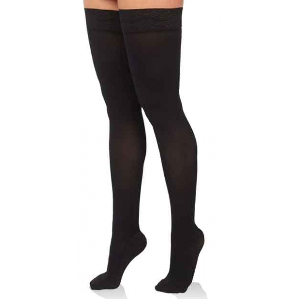Bas Autofixant Fiona 60 Den - Opaque, Silicone, Dentelle Florale - Taille Élastique S/M à M/L