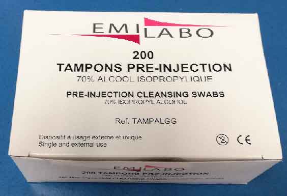 tampons pre injection alccolises